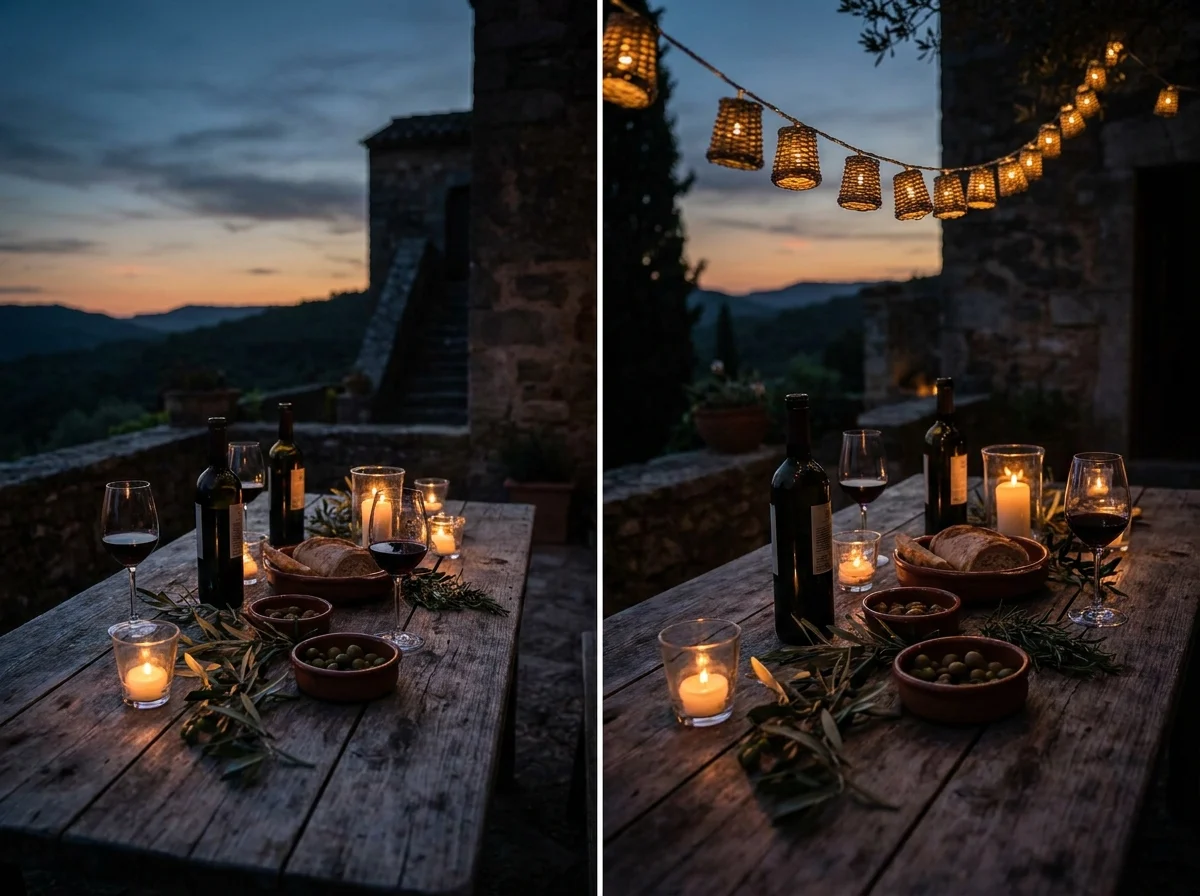 Stimmungsvoller Abend auf der Terrasse der Finca Mia Limon